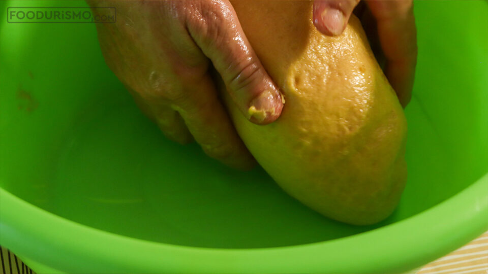 kneading dough for diples