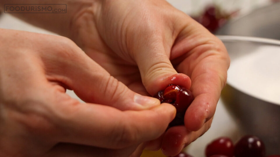 pitting sour cherries