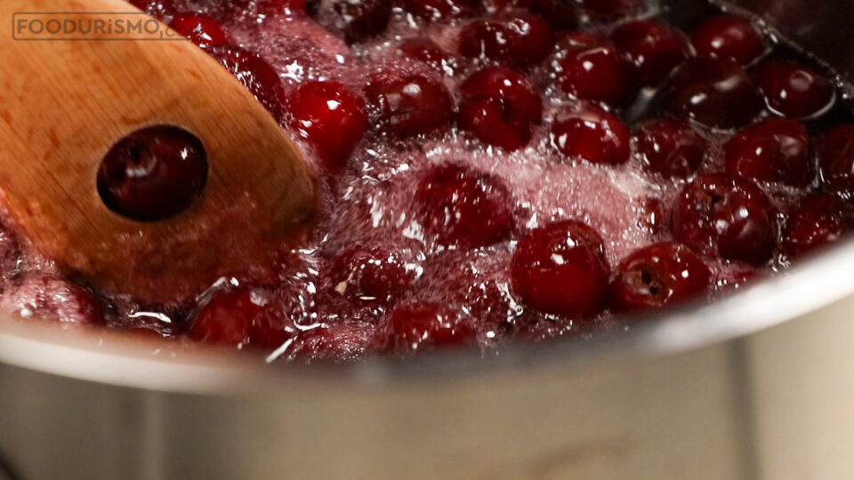 boiling the sour cherries