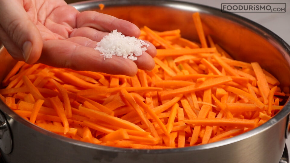 salt on the carrots