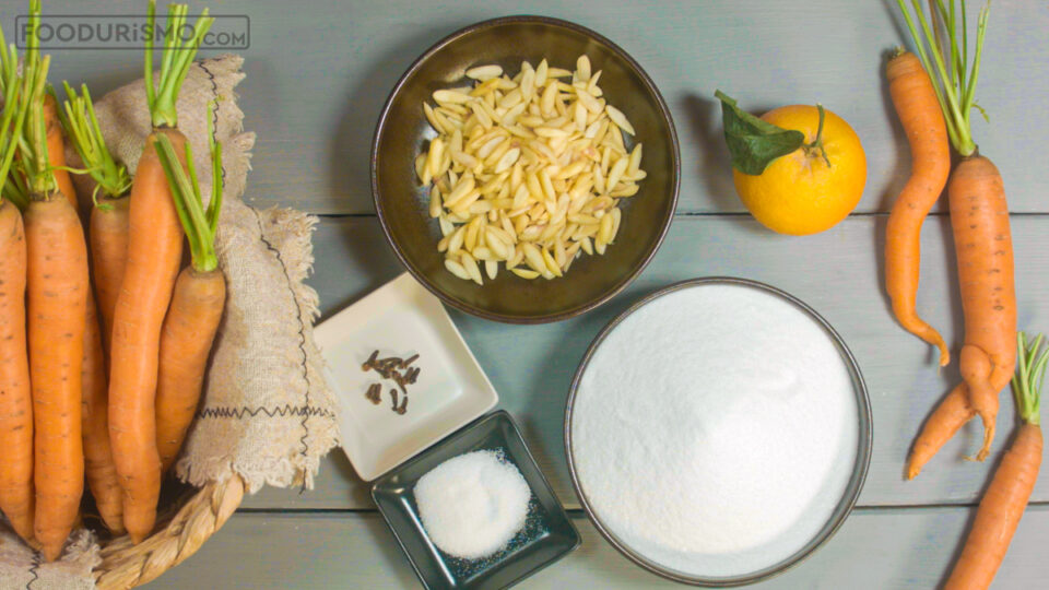 ingredients for carrot spoon sweet