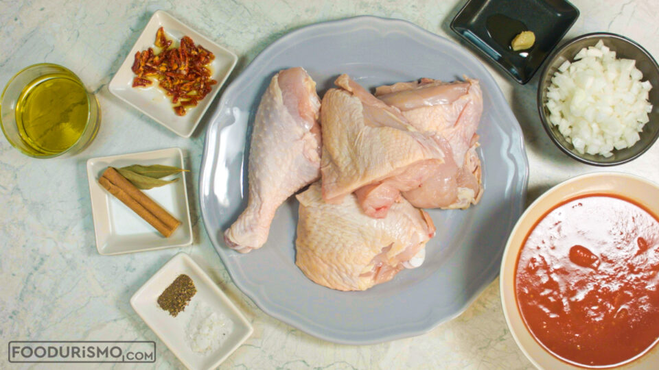 ingredients for rooster in tomato sauce