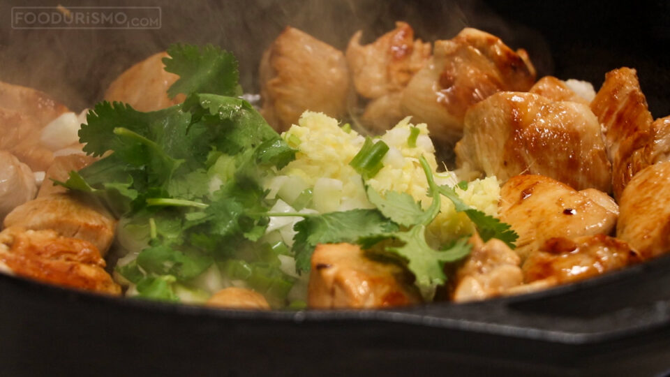 sauté the chicken and onions