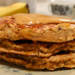 banana pancake packshot with peanut butter and honey